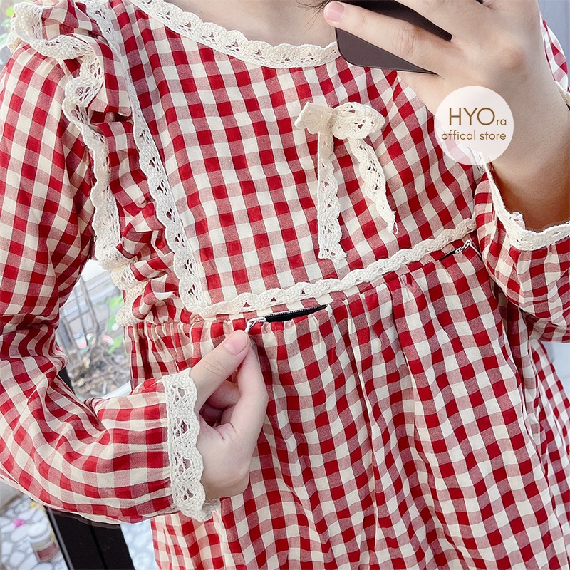 Bộ bầu sau sinh dài tay mặc nhà chất thô mềm có khóa mở ngực Freesize