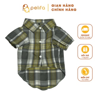 Quần áo thú cưng, áo sơ mi sọc vàng tay ngắn - Pelifa
