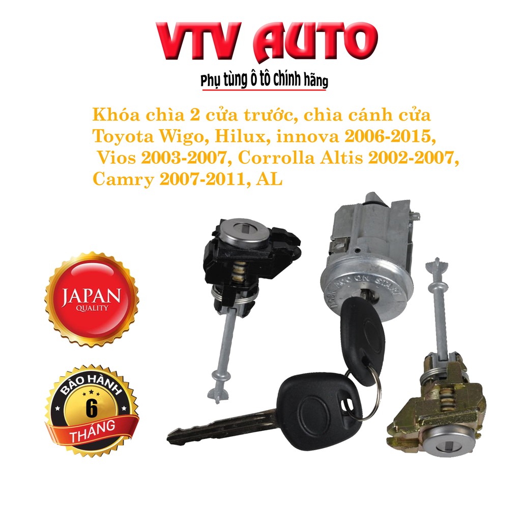 Khóa 2 cửa trước Toyota Wigo, Hilux, Innova 2006-2015, Vios 2003-2007, Corolla Altis 2002-2007, Camry 2007-2011, AL