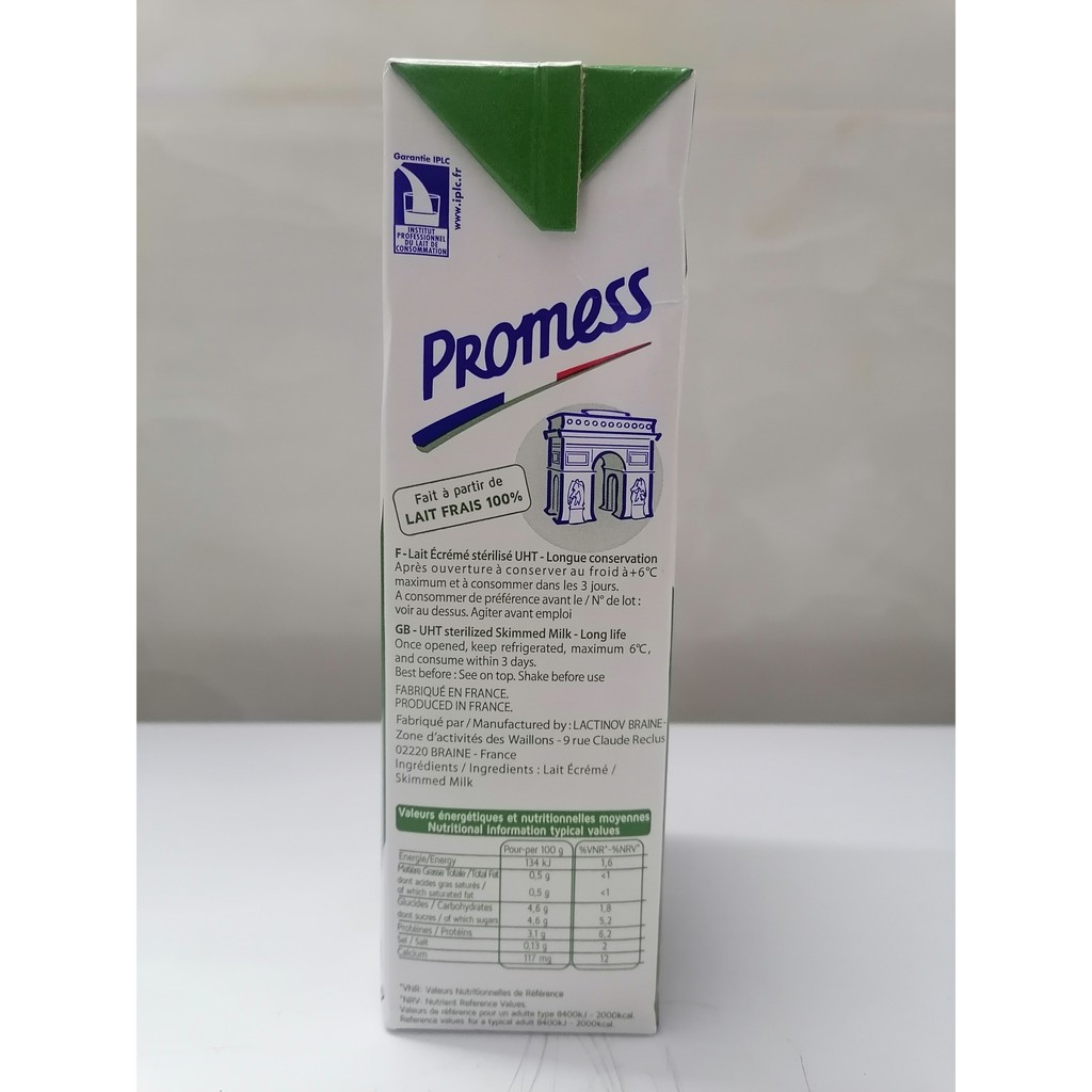 PROMESS  SỮA TƯƠI TIỆT TRÙNG KHÔNG BÉO  UHT Skimmed Milk