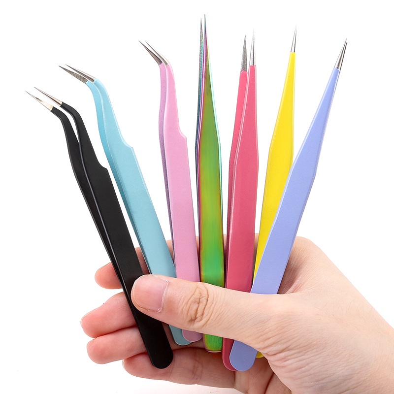 Nhíp Uốn Mi Cong &amp; Thẳng Đính Đá Giả Kim Cương Chống Trượt Chất Lượng Cao Cho Gia Đình DIY