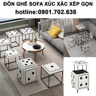 Ghế khối Xúc Xắc [ HOT 2021 ] đôn ghế sofa gấp gọn 5 Trong 1 có Bánh Xe Di Chuyển- ghế khối rubik phòng khách( 2 size)