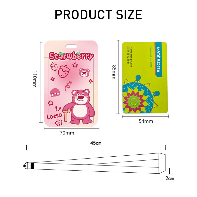 Bộ Vỏ Bọc Thẻ ID / Thẻ ID Chống Thất Lạc Hình Gấu / Dâu Tây Dễ Thương