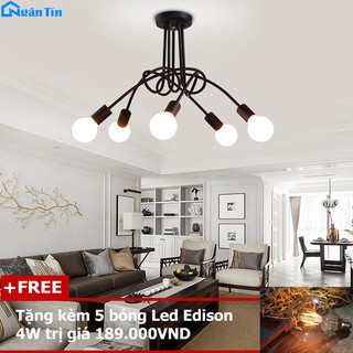 Bộ đèn thả trần trang trí nhà quán cà phê THCN148 (Tặng kèm 5 bóng tròn Led edison 4W)