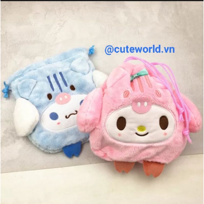 Túi đựng mỹ phẩm dây rút Sanrio bông mềm