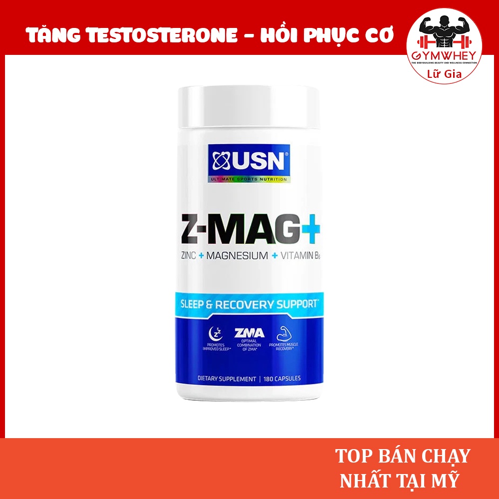 USN Z-MAG+ Viên Uống Bổ Sung Khoáng Chất Tăng Cường Sức Khỏe, Tăng Testostorone 180 Viên