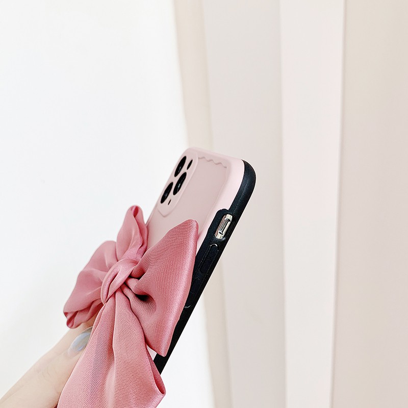 Ốp Điện Thoại Mềm Màu Trơn Đính Nơ Lụa Cho Iphone 11 12 Pro Max Se2 Xr Xmax I8 7plus | BigBuy360 - bigbuy360.vn