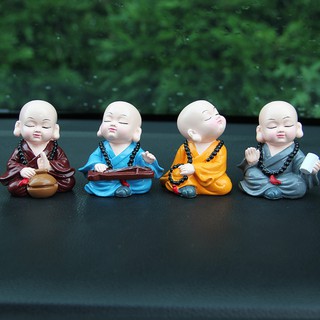 Bộ 4 tượng chú tiểu mini tụng kinh gõ mõ, trang trí bàn làm việc taplo ô tô - Muasamhot1208