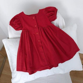 váy đỏ vintage cho bé (kèm ảnh khách mang phia sau)