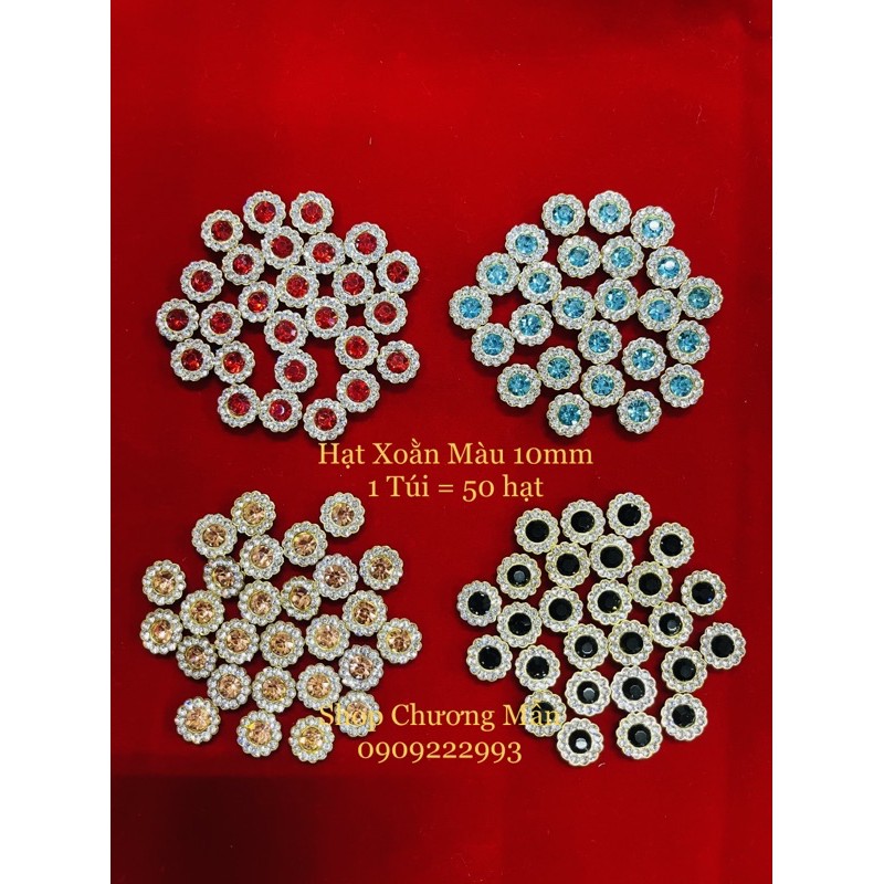 50 Viên Đá Pha Lê 10mm Viền Xoàn Đủ Màu