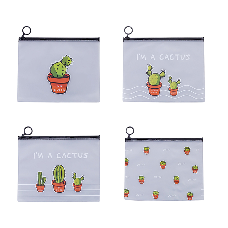 Túi Đựng Bút Trong Suốt In Hình Cây Xương Rồng Dễ Thương