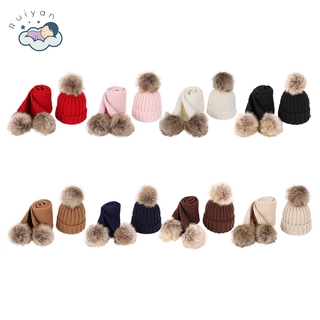 Set 2 món khăn choàng và nón len dễ thương cho bé từ 3-8 tuổi