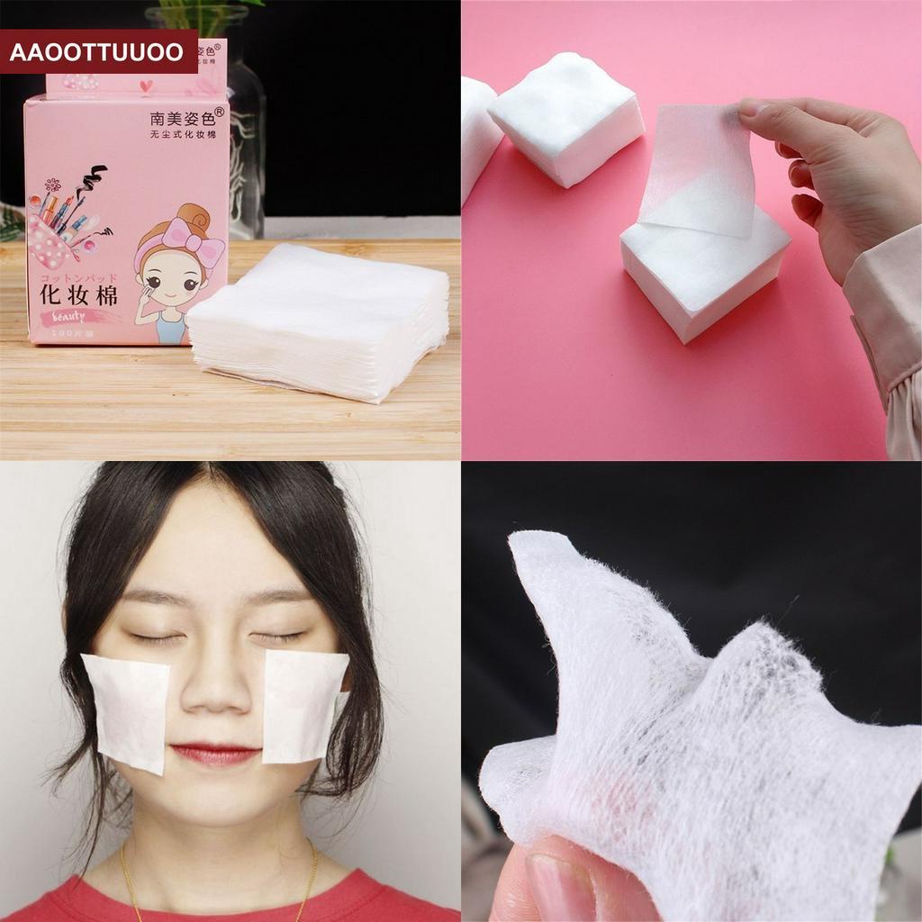 [Hàng mới về] Set 100 bông tẩy trang cotton sử dụng một lần tiện lợi