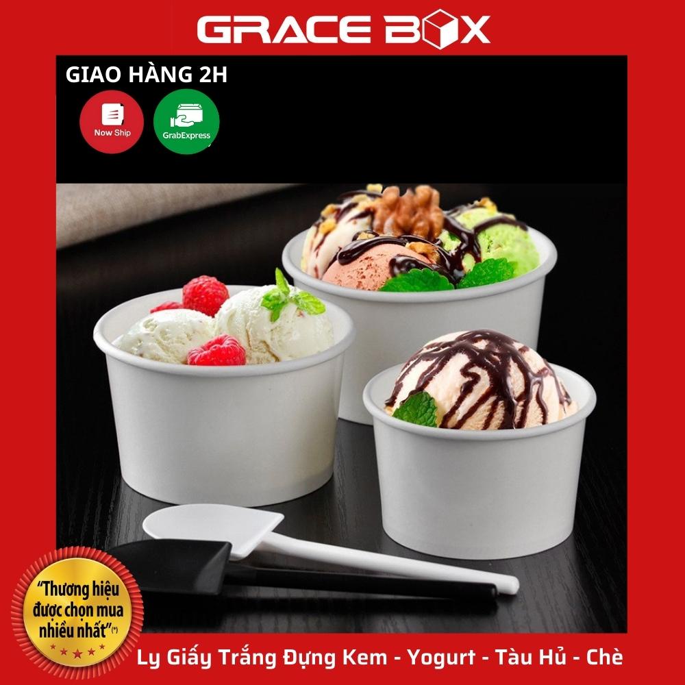{Giá Sỉ} Nguyên Lốc Ly Giấy Đựng Kem - Yogurt - Tàu Hủ - Chè - Siêu Thị Bao Bì Grace Box
