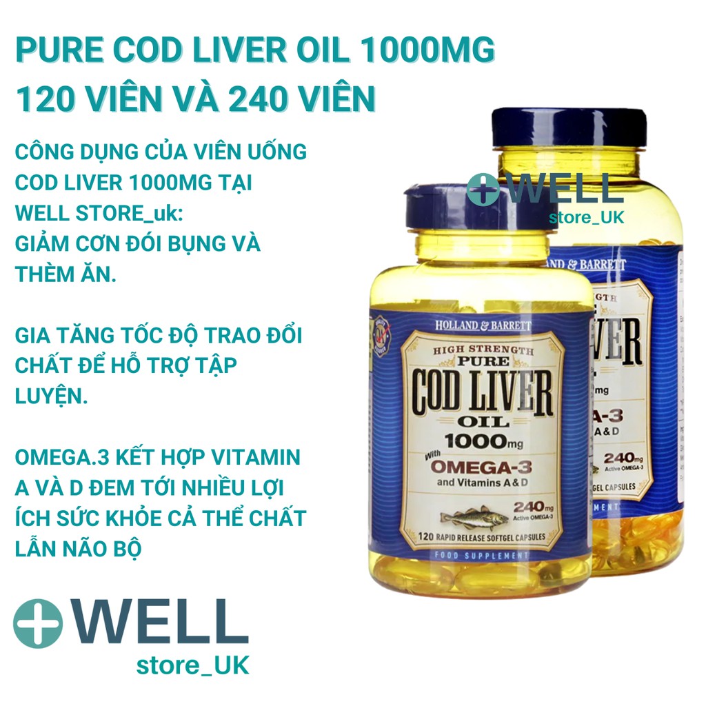 Dầu gan cá tuyết Cod Liver 1000mg lọ 120 viên