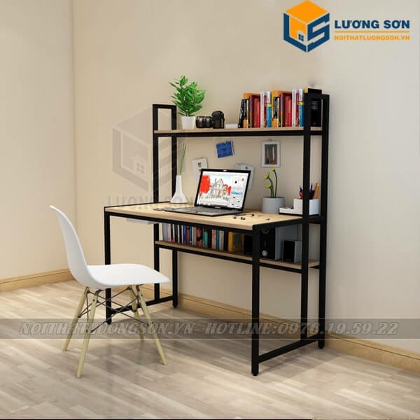 [Freeship nội tỉnh] Bàn làm việc liền giá sách trước - Bàn khung sắt 3 tầng - BLV13 | BigBuy360 - bigbuy360.vn