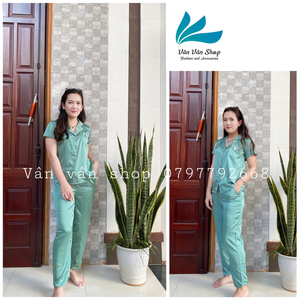 Bộ pijama lụa satin cao cấp- ẢNH CHỤP THẬT