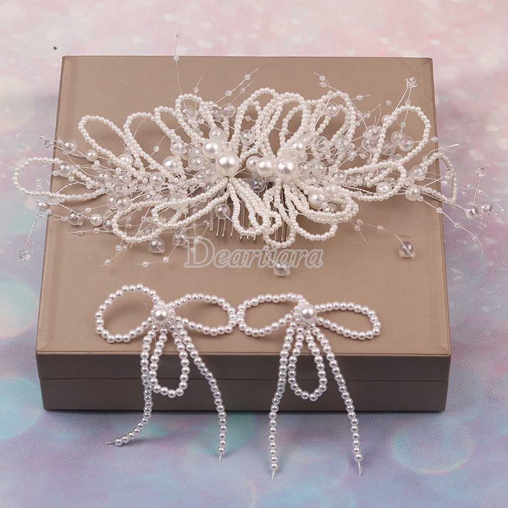 Trâm Cài Tóc Hoa Tua Rua Đính Ngọc Trai Giả Mới Cho Cô Dâu