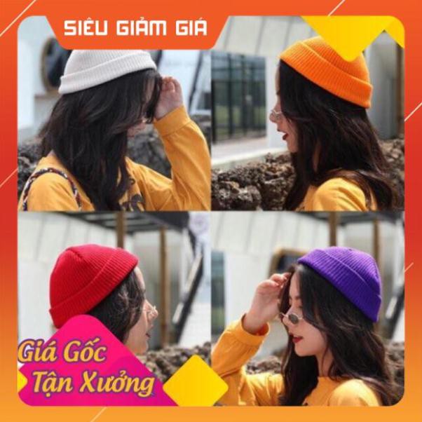 Mũ Len Beanie Trơn Dáng Ngắn 21cm