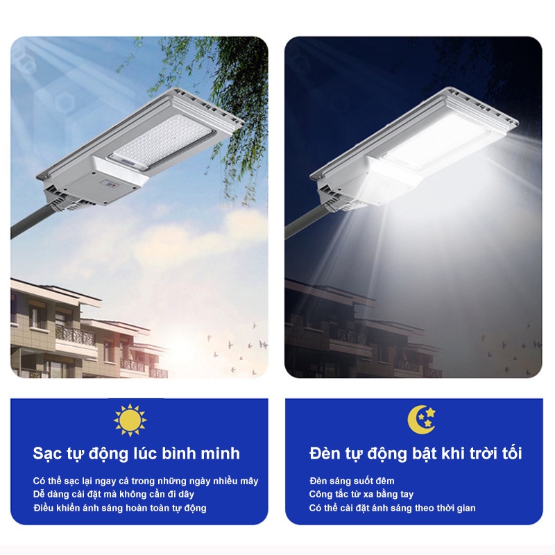Đèn Năng Lượng Mặt Trời 3000W, Đèn Đường,Sân Vườn,Tấm pin siêu to hấp thụ nắng tối đa,IP67 Chống Nước