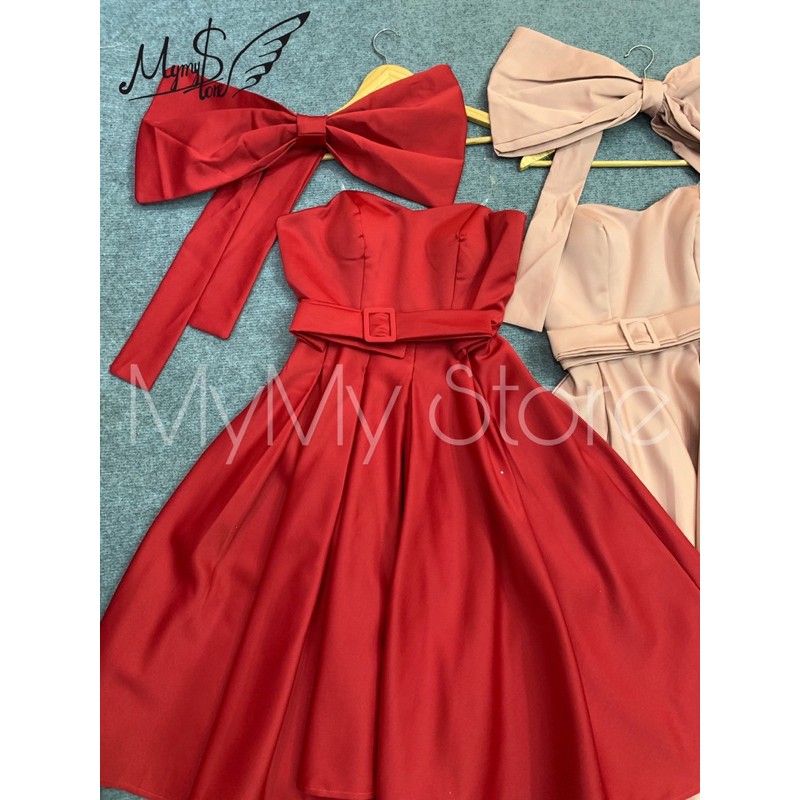 Đầm dự tiệc xếp ly tùng váy TRIPBLE T DRESS kèm phụ kiện phối dc 2-3 kiểu váy - size M/L (kèm ảnh/video thật) MS321V