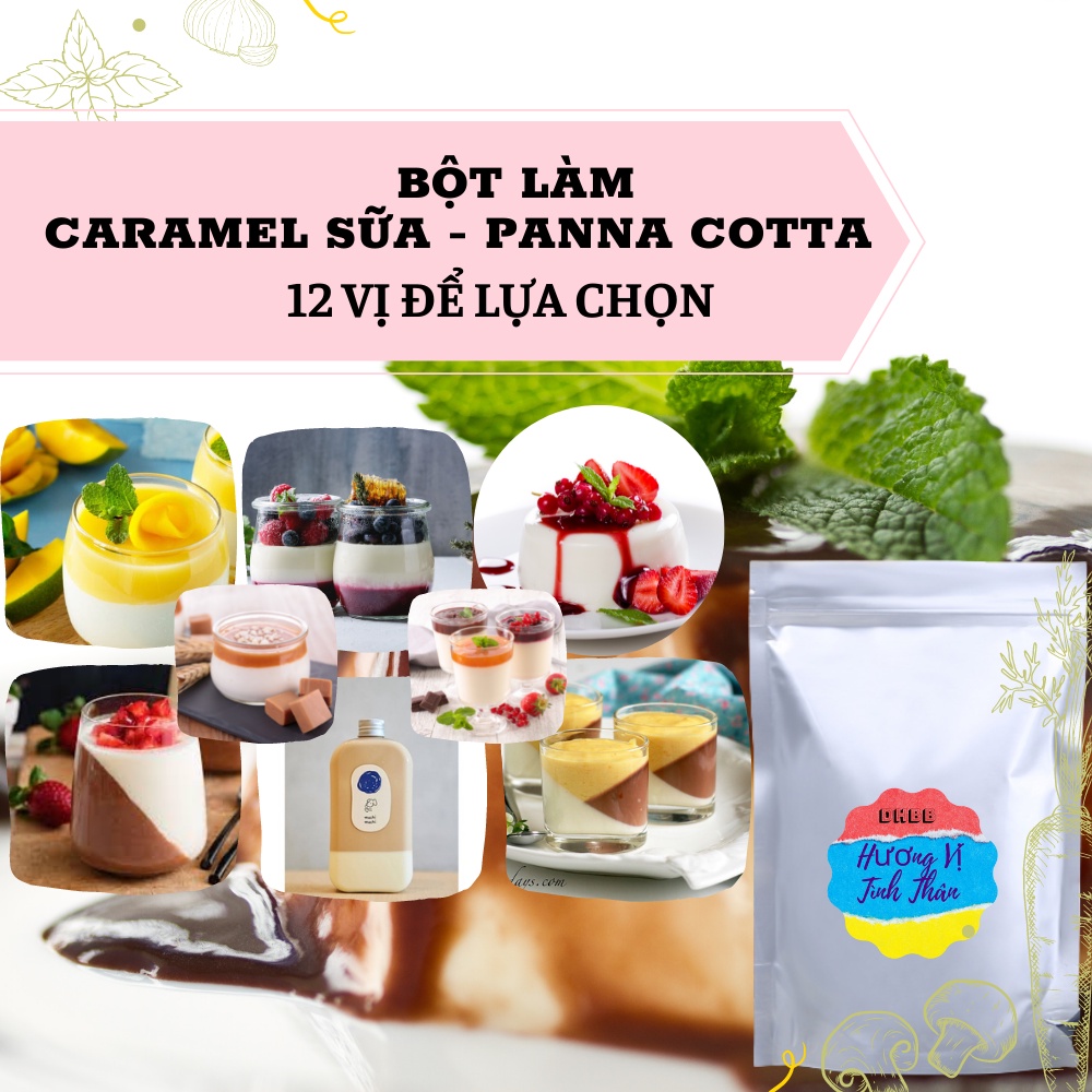 100g Bột Làm Bánh Pudding Panna Cotta (Caramen Sữa Kiểu Ý) 12 Vị Socola, Khoai Môn, Xoài, Dừa...THỰC PHẨM VIỆT
