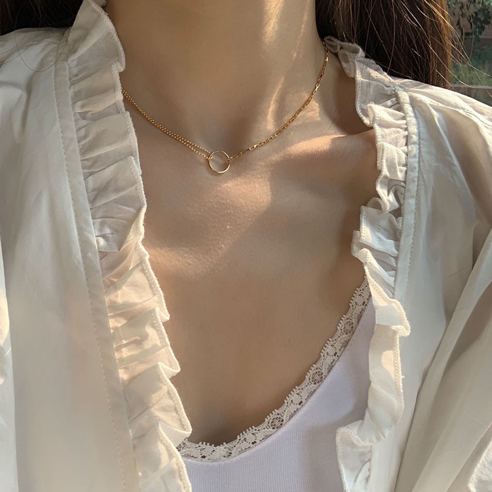 Vòng cổ choker mặt dây hình tròn thời trang cá tính cho nữ