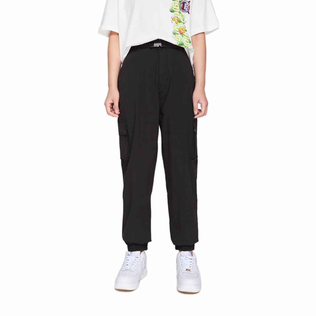 Quần Jogger BOO Nữ Dáng Rộng Vải Gió Phối Túi Hộp Cá Tính Phong Cách Gen Z