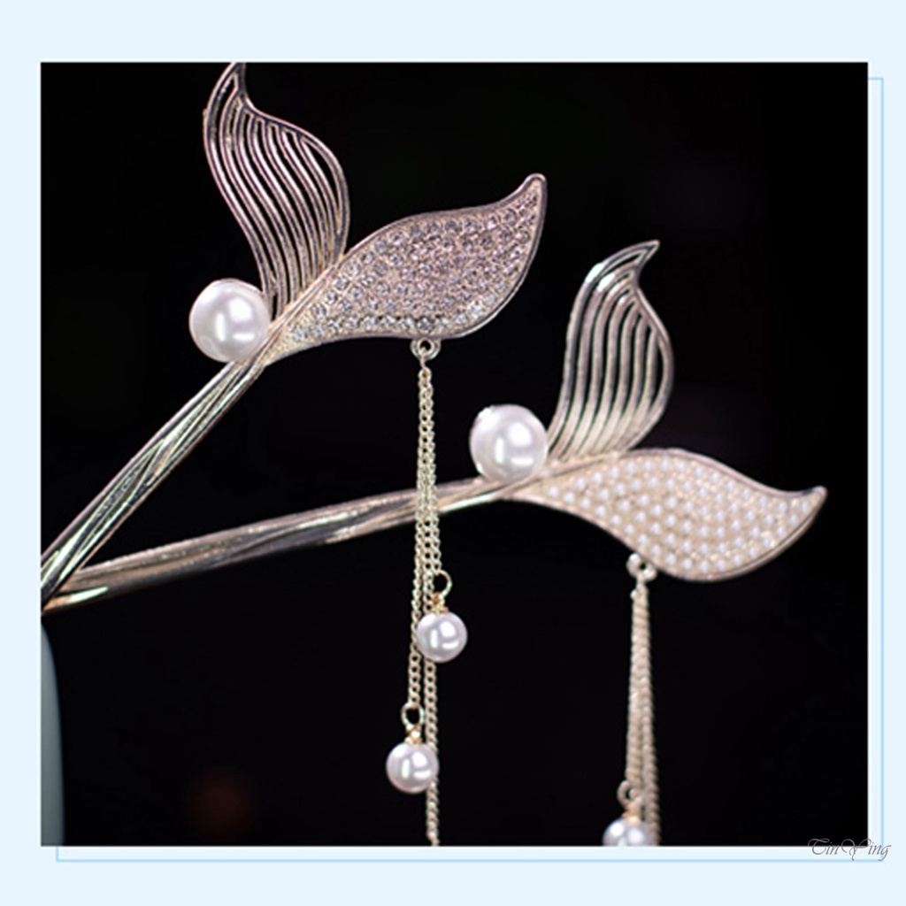 GETNOIVAS Trâm Cài Tóc Đuôi Cá Đính Ngọc Trai Phong Cách Retro Cho Nữ