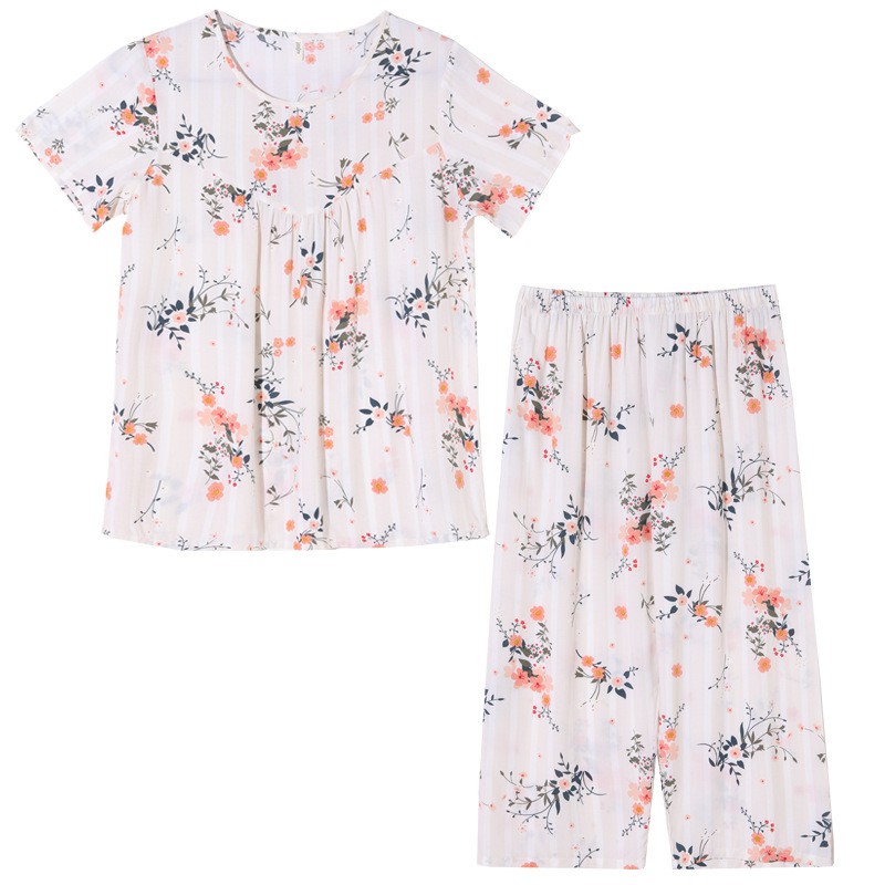 Bộ Đồ Ngủ Cotton Tay Ngắn In Họa Tiết Thoải Mái Thời Trang Cho Nữ