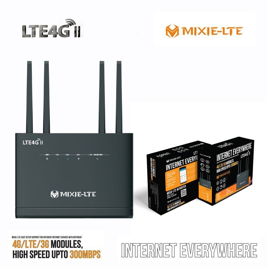 Bộ Phát WIFI 4G/ 3G LTE - MIXIE - 4 (3 Cổng Lan + 1 Cổng WAN) 4 Râu (Anten) Xe Khách, Lắp Camera - Thương Hiệu Thái Lan