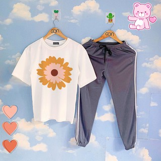 [COMBO TIẾT KIỆM] Set áo tay lửng quần thun XÁM XANH  unisex, quần dài 2 sọc, 3 sọc, Áo tay lỡ và quần thể thao