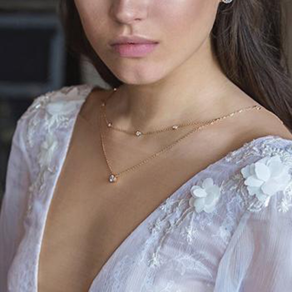 [Hàng Có Sẵn] Vòng cổ Lưng Dài Đính Kim Cương Giả Cho Cô Dâu