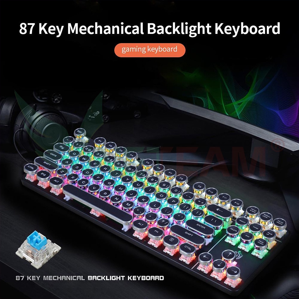 Bàn phím cơ Gaming HJK917 Blue Switch Chống nước  Full LED hiện đại, thời trang ,Phong Cách Cổ Điển Mẫu mới 2022 -dc4785