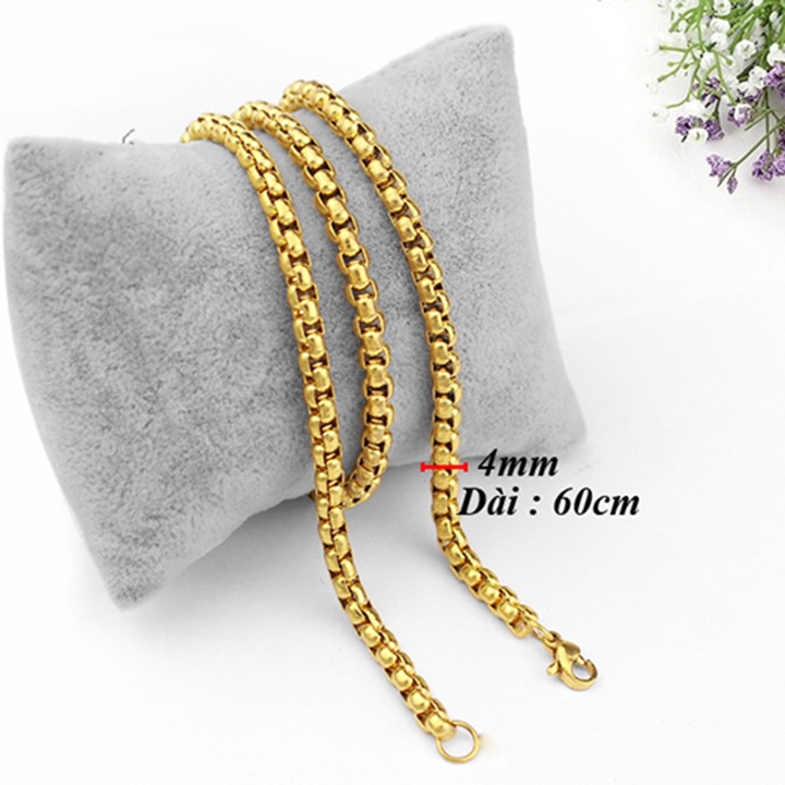 Dây chuyền nam titan cao cấp đẹp thép không gỉ bông dừa khít trangsucpt kích cỡ 4mm PTDCNA49