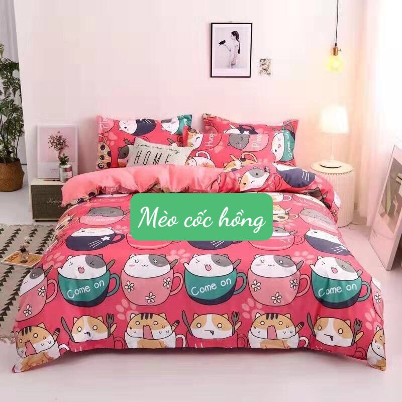 Free Ship50k Bộ 1 Ga chun và 2 vỏ gối Cotton poly, chat chọn mẫu.