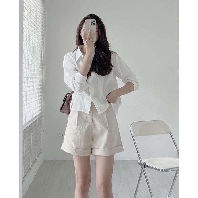 Quần Short Lưng Cao Vải Nhung sẵn 3 màu