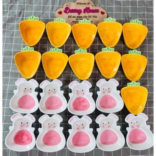 Bát sứ , thìa thỏ bát cà rốt thìa cà rốt cho bé ăn dặm