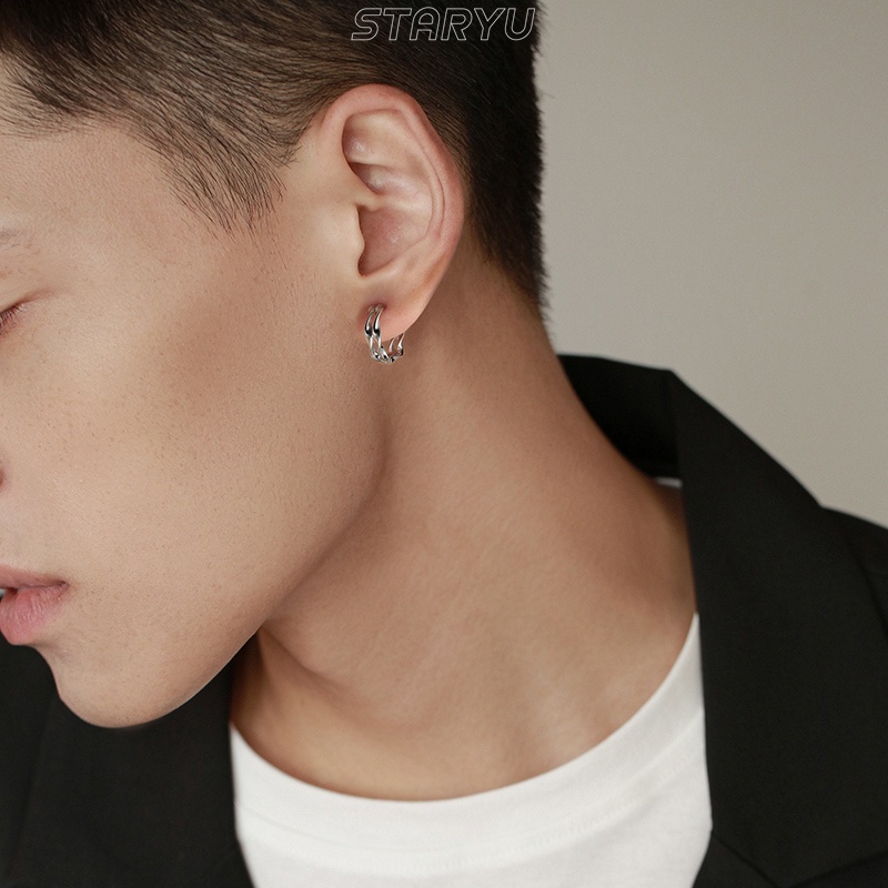 Bông tai bạc S925 thiết kế gợn sóng thời trang độc đáo