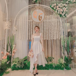 Đầm tiệc 2 dây tà voan