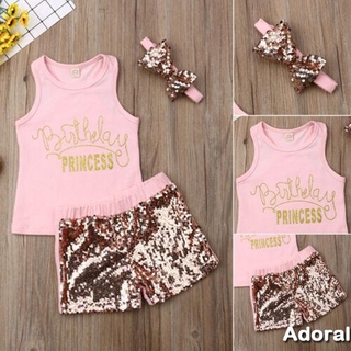 Set Áo Thun Cổ Tròn Không Tay Kèm Quần Dài Và Băng Đô Thời Trang Cho Bé Gái