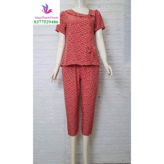 (Hỏa Tốc) Size 3 (55-65kg) Quần dài 9 TẤC mẫu TAY REN / ĐÍNH NÚT / NHÚM BÈO / CỔ SEN Đồ bộ mặc nhà Big Size Lụa / Mango