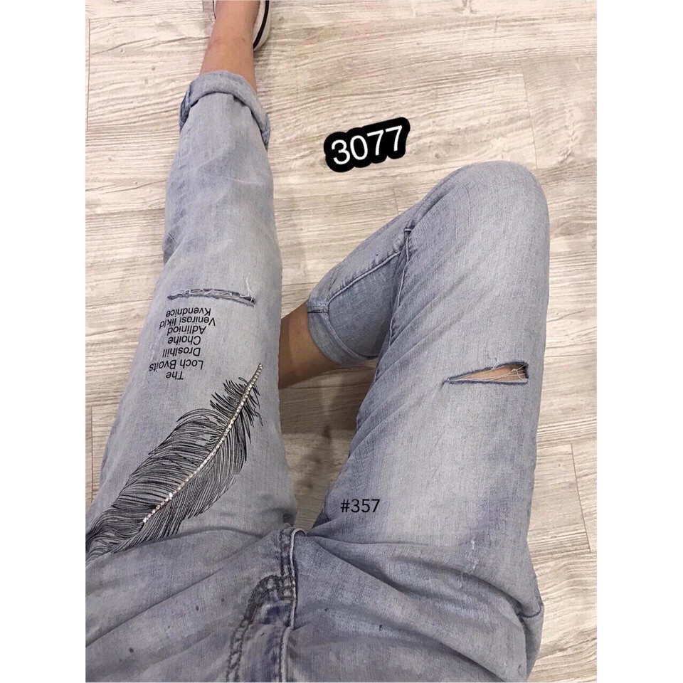 Quần Jeans Nữ Thêu Lá Cao Cấp OHS3077 | BigBuy360 - bigbuy360.vn