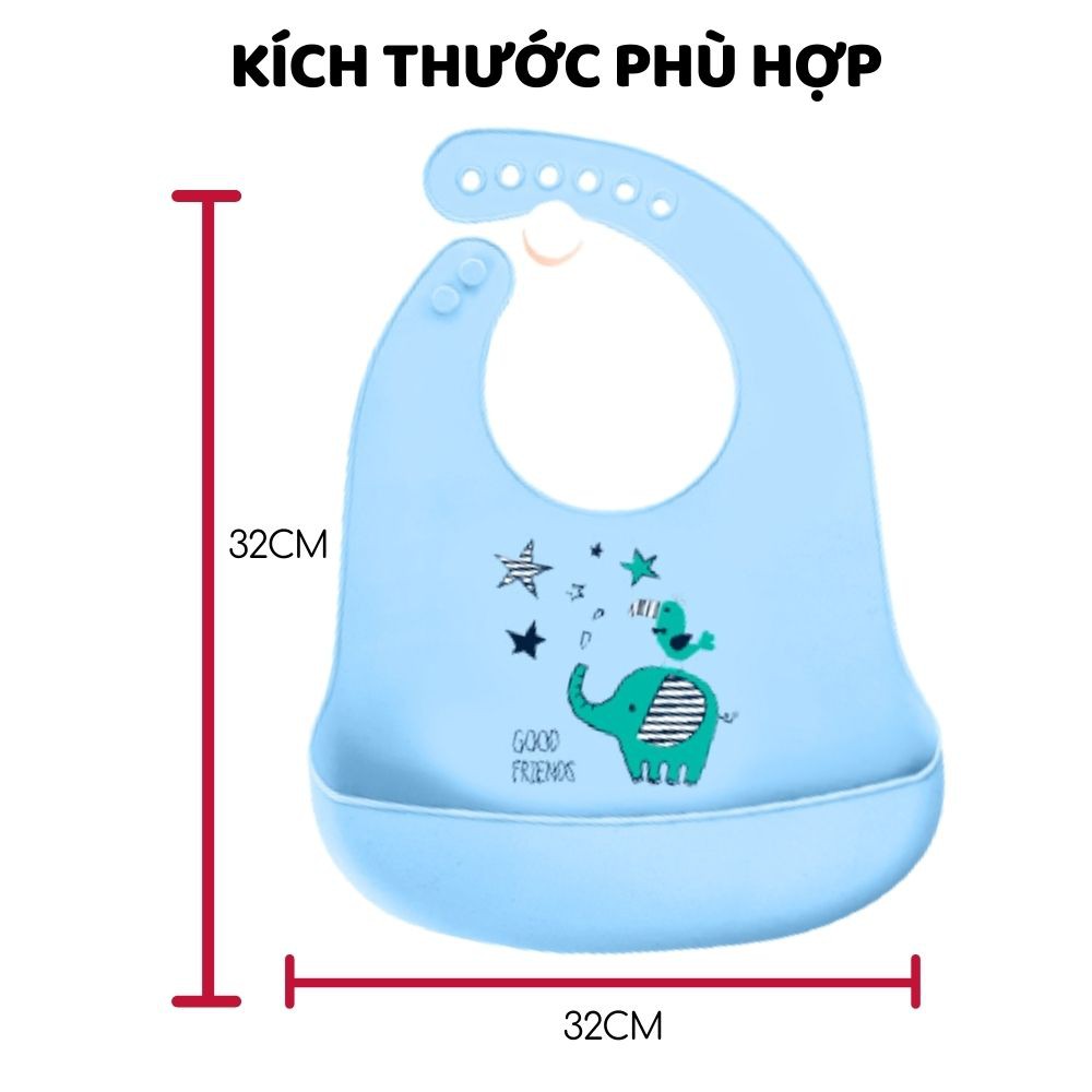 Yếm ăn dặm có máng chống rơi vãi thức ăn chống nước 6 nấc cài cổ giúp con ăn sạch sẽ Zozon