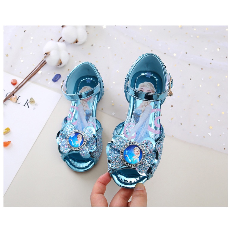 Dép quai hậu bé gái họa tiết công chúa Elsa da mềm cho bé từ 3-15 tuổi màu Hồng và Xanh size 26-36 mẫu mới 2022 Sandal