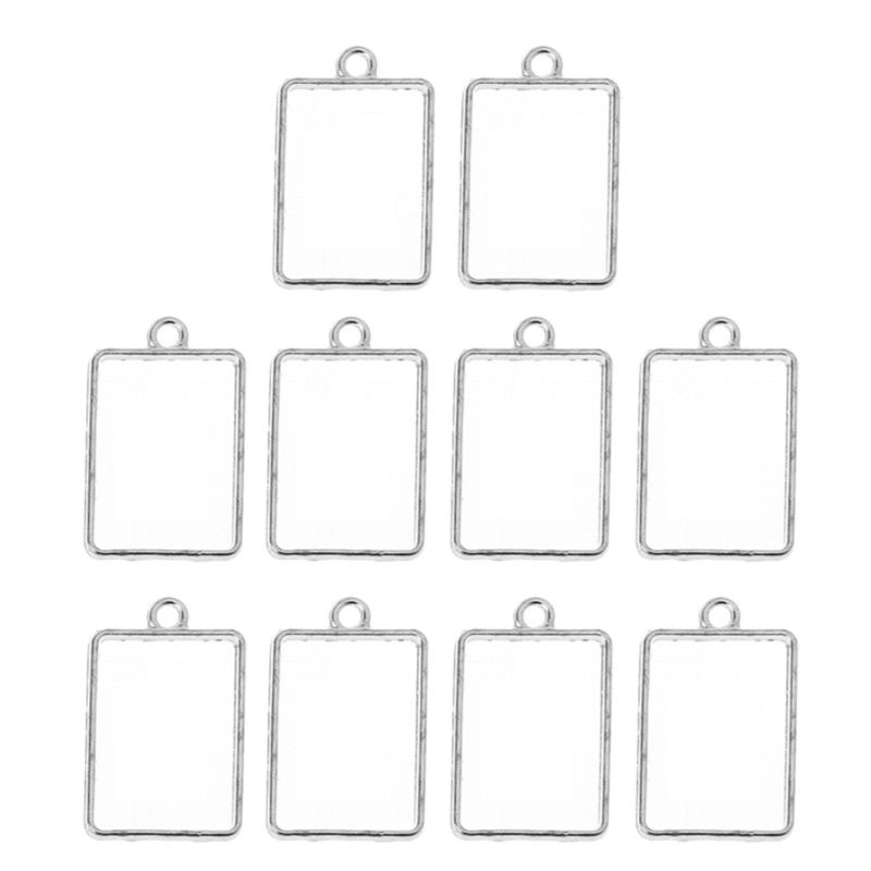 Set 10 Mặt Dây Chuyền Hình Vuông Rỗng Bằng Resin DIY