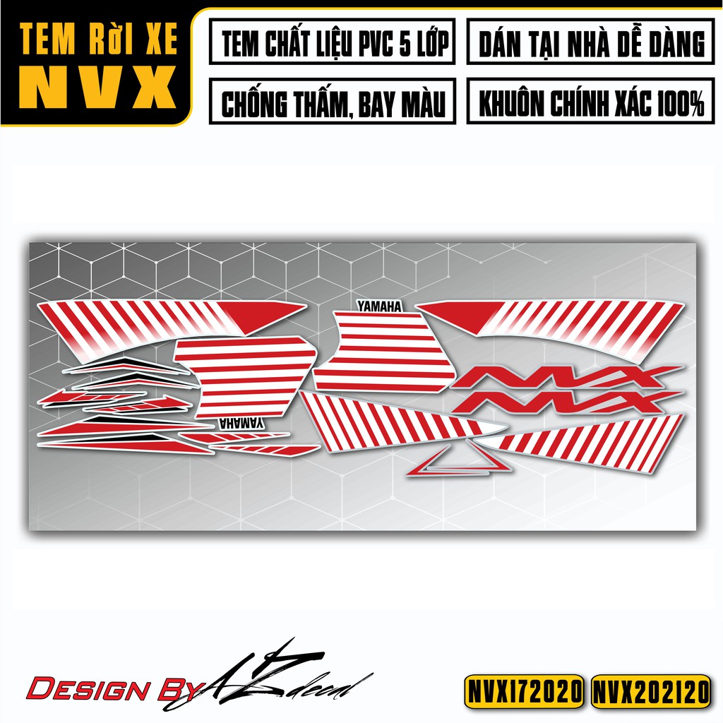 Tem NVX 2017 - 2021 Vân Sọc Cắt Sẵn Dễ Dán | NVX20 | Decal Rời Dành Cho NVX 125,155 Chống Nước, Bền Màu