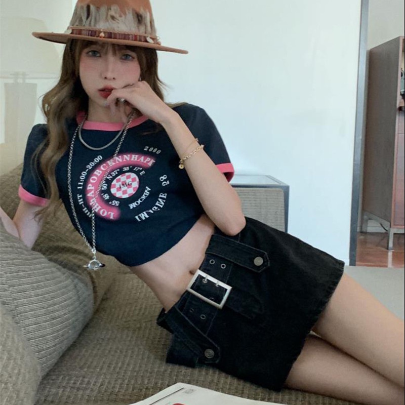 Chân Váy Denim Chữ A Lưng Cao Thời Trang Mùa Hè Cho Bé Gái