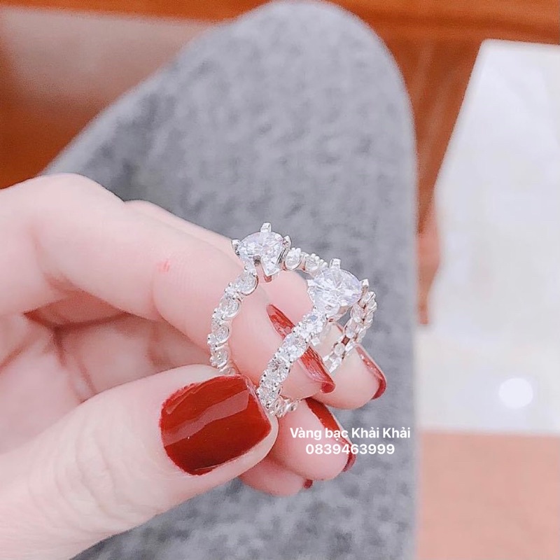 Nhẫn nữ bạc ta đính full đá siêu sang chảnh - Vàng bạc Khải Khải