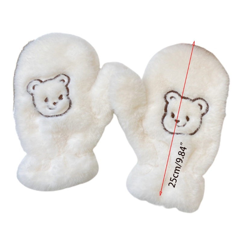 Găng Tay Lông Xù Dày Dặn Ấm Áp Hình Gấu Hoạt Hình Dễ Thương Dành Cho Đi Xe